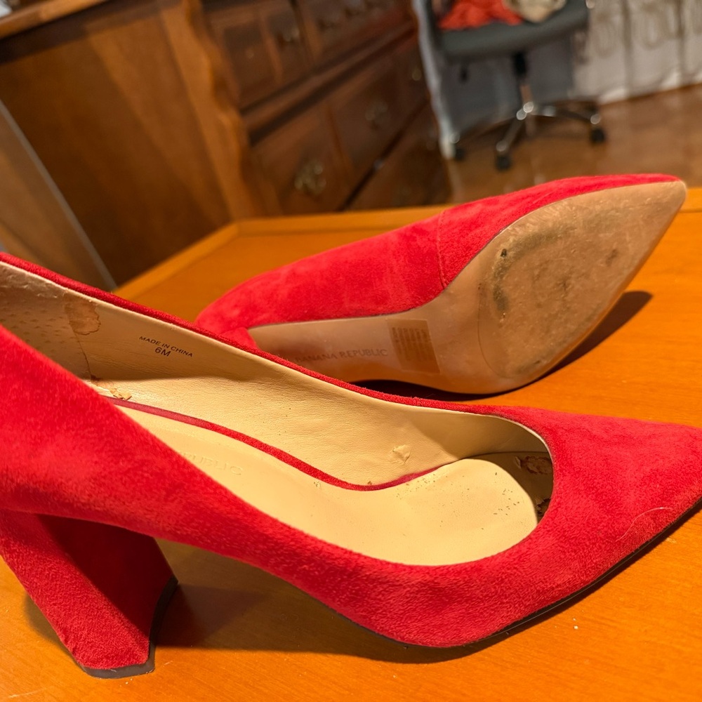 Banana Republic Vibrant Red Suede Heels